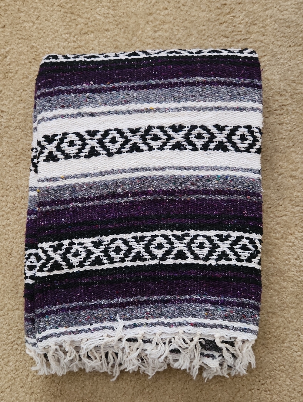 Handwoven Purple Striped Mexican Blanket Throw EXTRA BUY